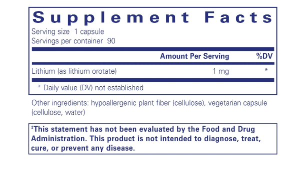Lithium 1mg- Pure Encapsulations