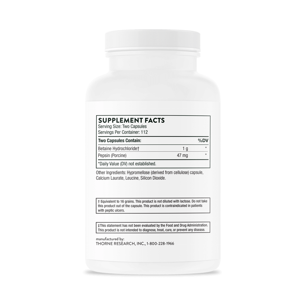 Thorne - Betaine HCL & Pepsin 225ct