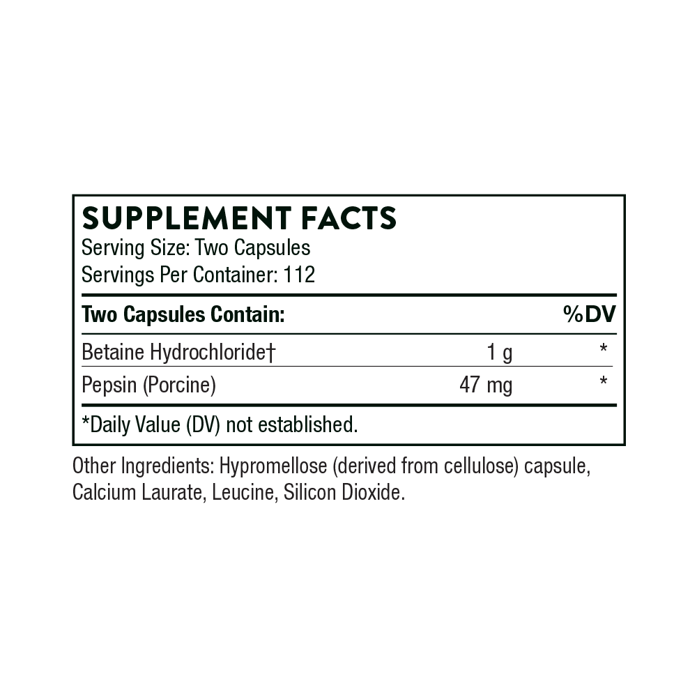 Thorne - Betaine HCL & Pepsin 225ct