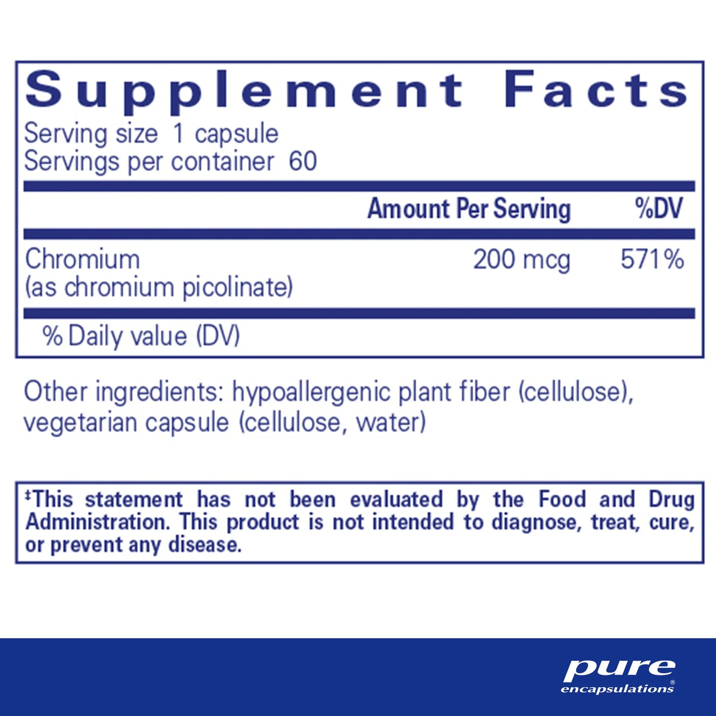 Pure Encapsulations  - Chromium 200 mcg - 60ct