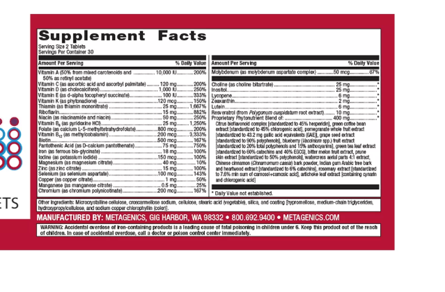 Metagenics – PhytoMulti® WITH Iron 60ct