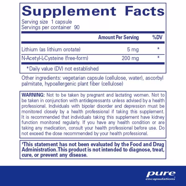 Pure Encapsulations  - Lithium (orotate) 5 mg - 90ct