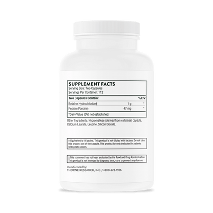 Thorne - Betaine HCL & Pepsin 225ct