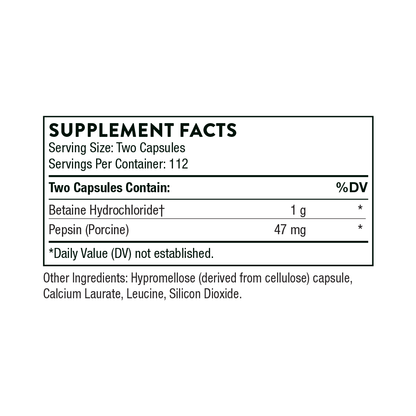 Thorne - Betaine HCL & Pepsin 225ct